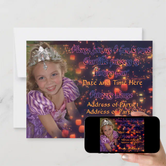 4 Year Old Princess Birthday Invitations Zazzle