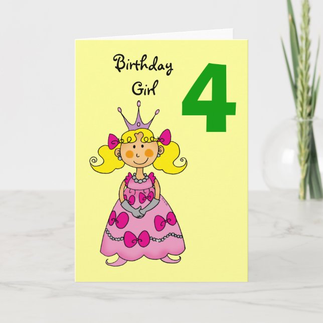4 year old princess (blonde hair) card (Front)
