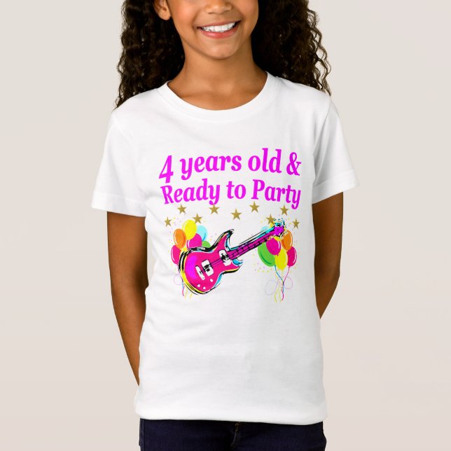 4 YEAR OLD ROCK STAR BIRTHDAY PARTY T-Shirt (Front)
