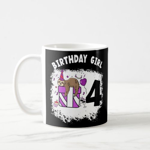 4 Year Old Sloth Girl Party Sloth Lover 4rd Birthd Coffee Mug