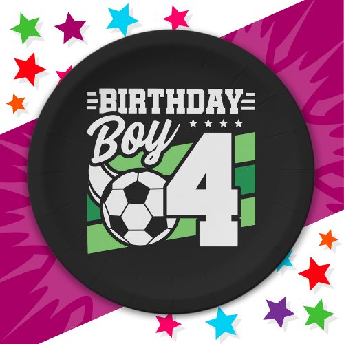 4 Year Old Soccer Football Party 4th Birthday Boy Paper Plates