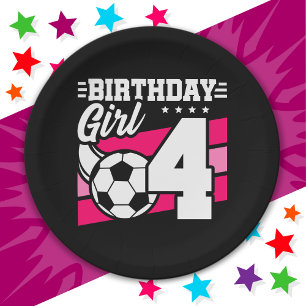 4 Year Old Soccer Football Party 4th Birthday Girl Paper Plates