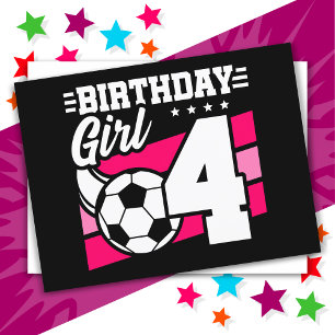 4 Year Old Soccer Football Party 4th Birthday Girl Postcard