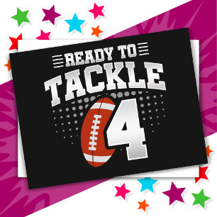 4 Year Old Tackle Football Party Kids 4th Birthday Postcard