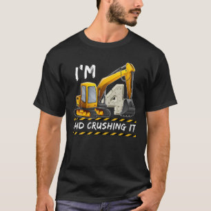 4 Year Old Vehicles Construction Excavator 4Th Bir T-Shirt