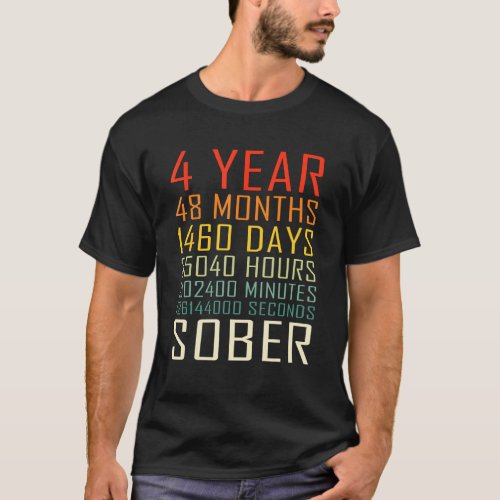 4 Year Sobriety Anniversary Vintage 4 Years Sober T_Shirt