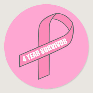 4 Year Survivor (Breast Cancer Pink Ribbon) Classic Round Sticker