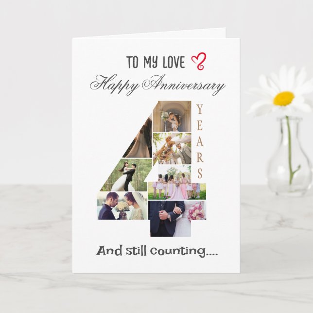 4 Year Wedding Anniversary Photo Card (Small Plant)