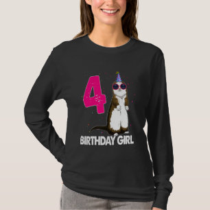 4 Years Birthday Girl Ferret Birthday T-Shirt