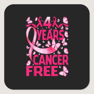 4 Years Breast Cancer Free Survivor Butterfly Square Sticker