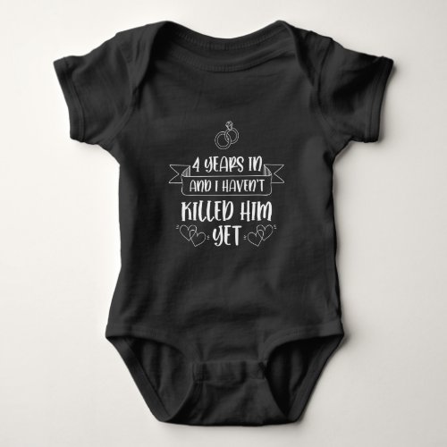 4 Years Husband Wife 4th Wedding Anniversary Baby Bodysuit