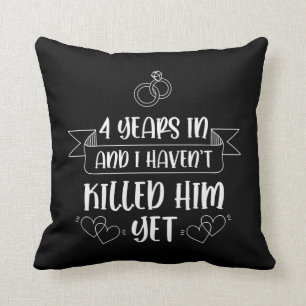 4 Years Husband Wife 4th Wedding Anniversary Throw Pillow