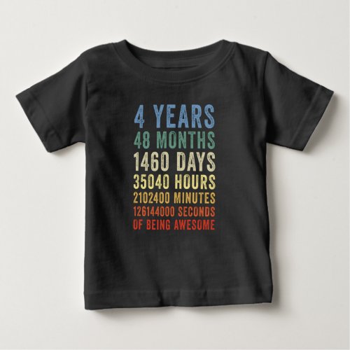 4 Years Of Being Awesome Cool Birthday Baby T_Shirt