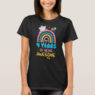 4 Years Of Being Awesome Rainbow 4th Birthday Unic T-Shirt