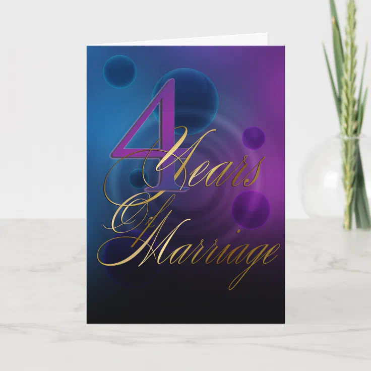 4 Years of Marriage (anniversary card) Card Zazzle