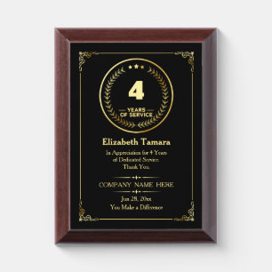4 Years of Service Employee Appreciation Award Plaque