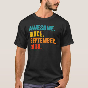 4 Years Old 4th Birthday Awesome Since September T-Shirt