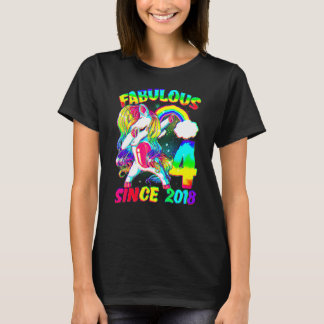 4 Years Old 4th Birthday Unicorn Girl Fabulous Sin T-Shirt