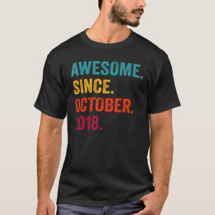 4 Years Old Awesome Since October 2018 4th Bday Bo T-Shirt