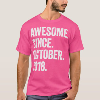 4 Years Old Awesome Since October 2018 4th Birthda T-Shirt