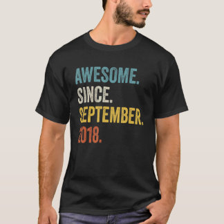 4 Years Old Awesome Since September 2018 4th Birth T-Shirt