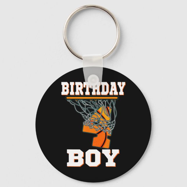 4 Years Old Basketball Boy 4th Birthday Party Cele Keychain (Front)
