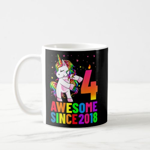 4 Years Old Birthday Unicorn Flossing 4th Birthday Coffee Mug