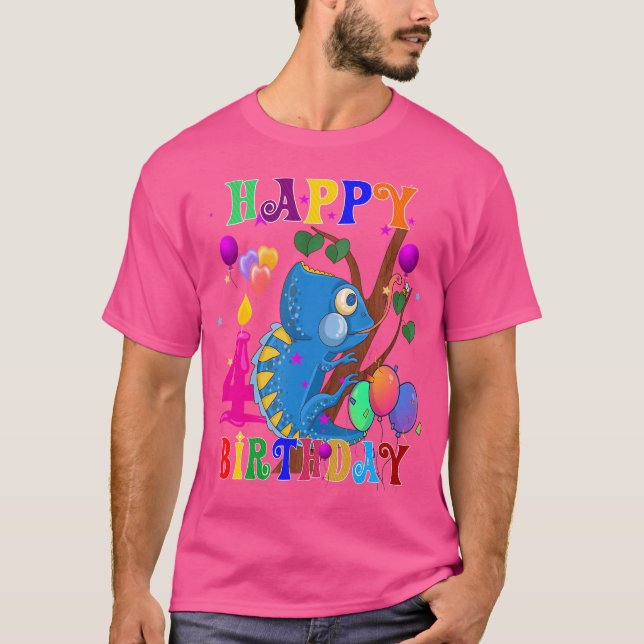 4 Years Old Chameleon 4Th Birthday Girl Chameleon T-Shirt (Front)