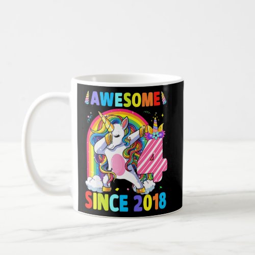4 Years Old Dabbing Unicorn 4th Birthday Girl Part Coffee Mug