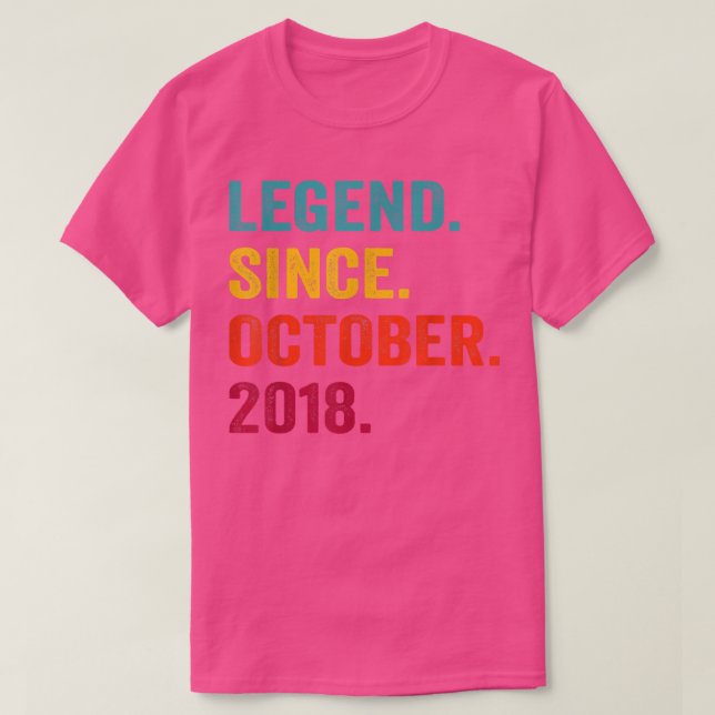4 Years Old Gifts Legend Since October 2018 4th Bi T-Shirt (Design Front)