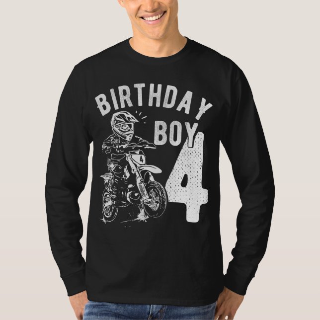 4 years old kid - Birthday boy - Dirt bike - Motor T-Shirt (Front)