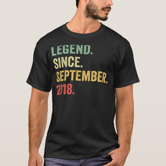 4 Years Old  Legend Since September 2018 4th Birth T-Shirt (Front)