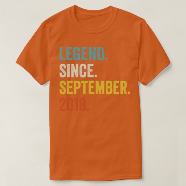 4 Years Old Legend Since September 2018 4th Birthd T-Shirt (Design Front)
