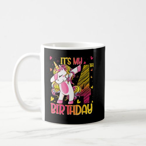 4 Years Old Unicorn Dabbing 4th Birthday Girl Unic Coffee Mug