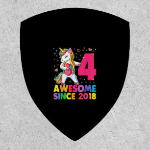 4 Years Old Unicorn Flossing 4th Birthday Girl Uni Patch