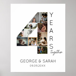 4 Years Together Photo Collage Wedding Anniversary Poster