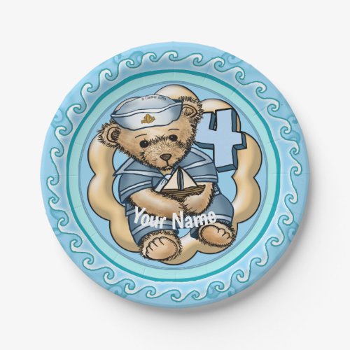 4 Yr Old Birthday Sailor Bear custom name plate