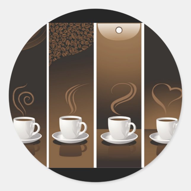 4CupsCoffee Classic Round Sticker (Front)
