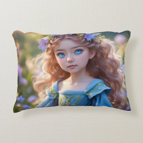 4d image of a cute fairy girl pillo accent pillow