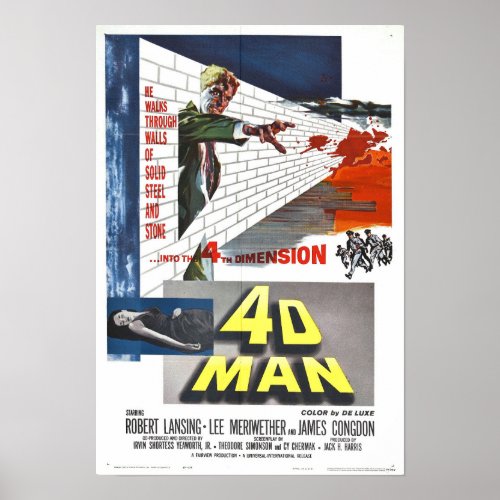 4D Man Movie Poster Science Sci fi Action