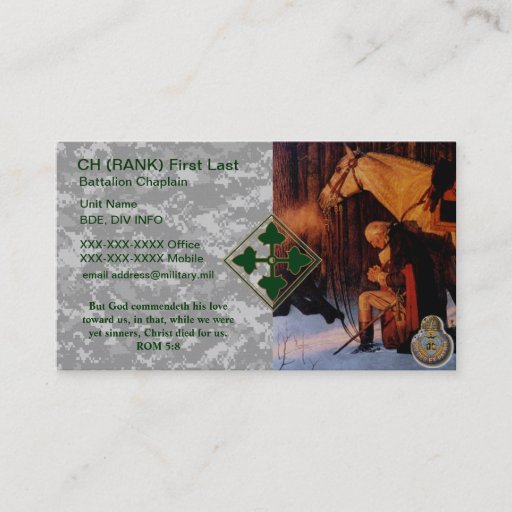 Customizable 4ID Chaplain Business Card
