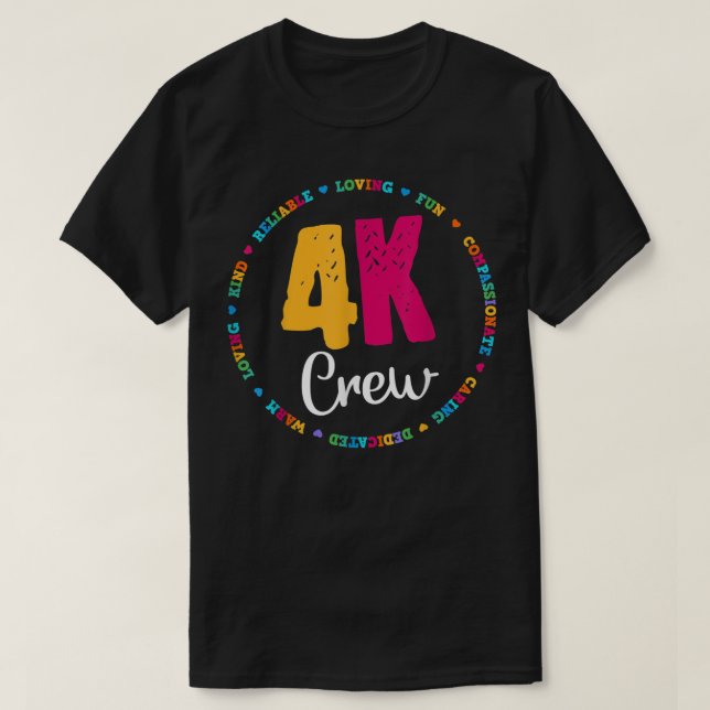 4K Crew Squad Team Teacher Kindergarten Kinder Ele T-Shirt (Design Front)