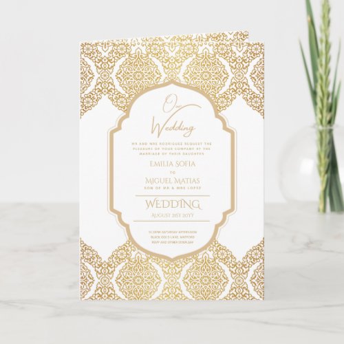 4page Gold Ornate WEDDING Invite Program Modern