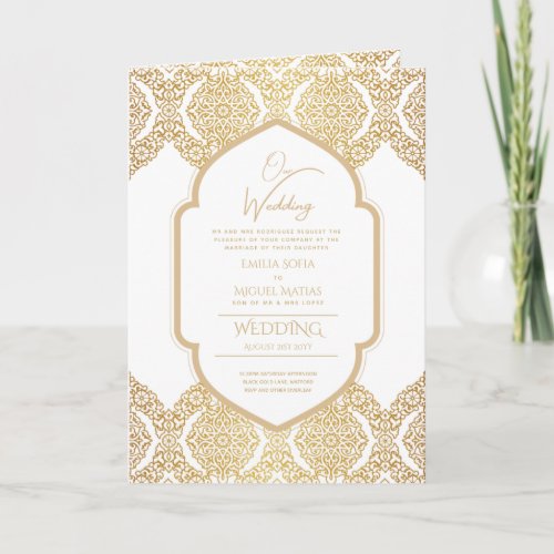 4page Gold Ornate WEDDING Invite Program Modern