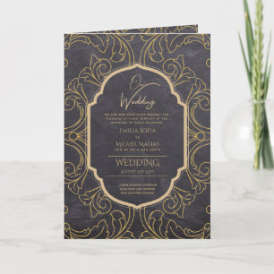 4page Gold Ornate WEDDING Invite Program Modern
