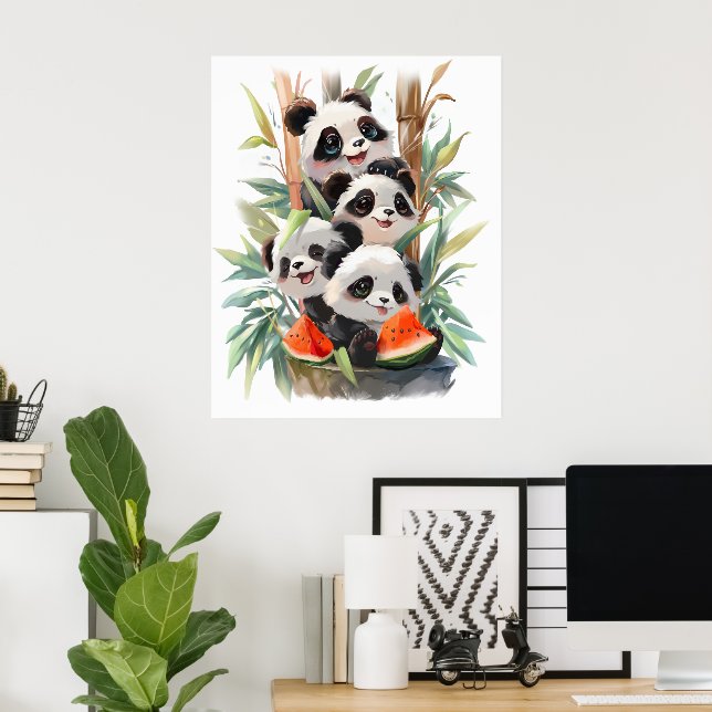 4pandas and a watermelon poster (Home Office)