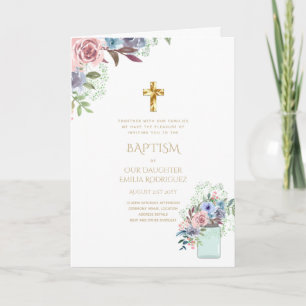 4pg Floral BAPTISM Invitations - Program