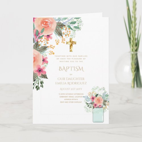 4pg Floral BAPTISM Invitations _ Program