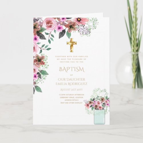 4pg Floral BAPTISM Invitations _ Program