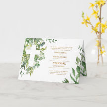 4pg Floral Cross Greenery Wedding Invite Program